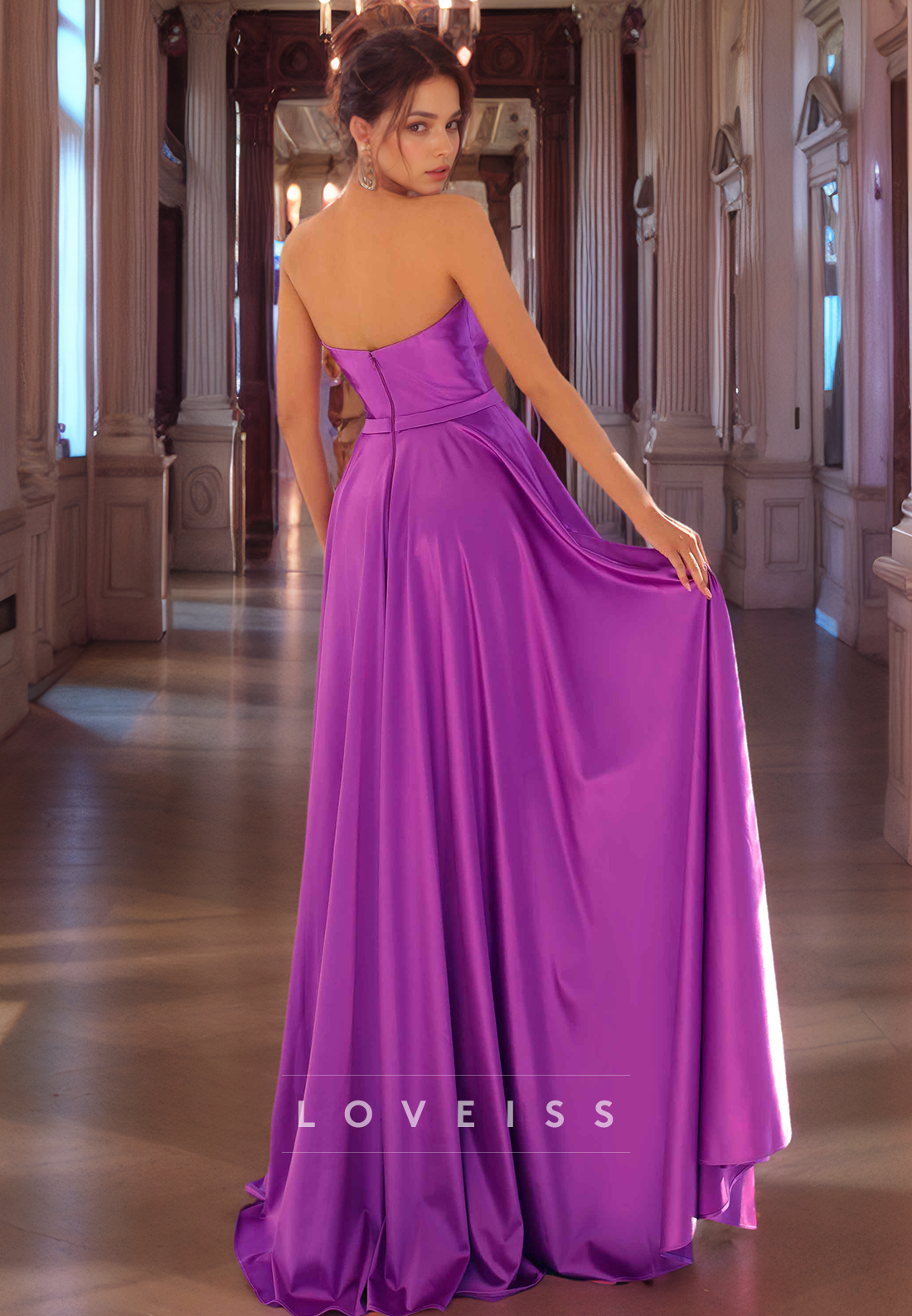 V-Neck Sleeveless Pleated A-Line Prom Dress