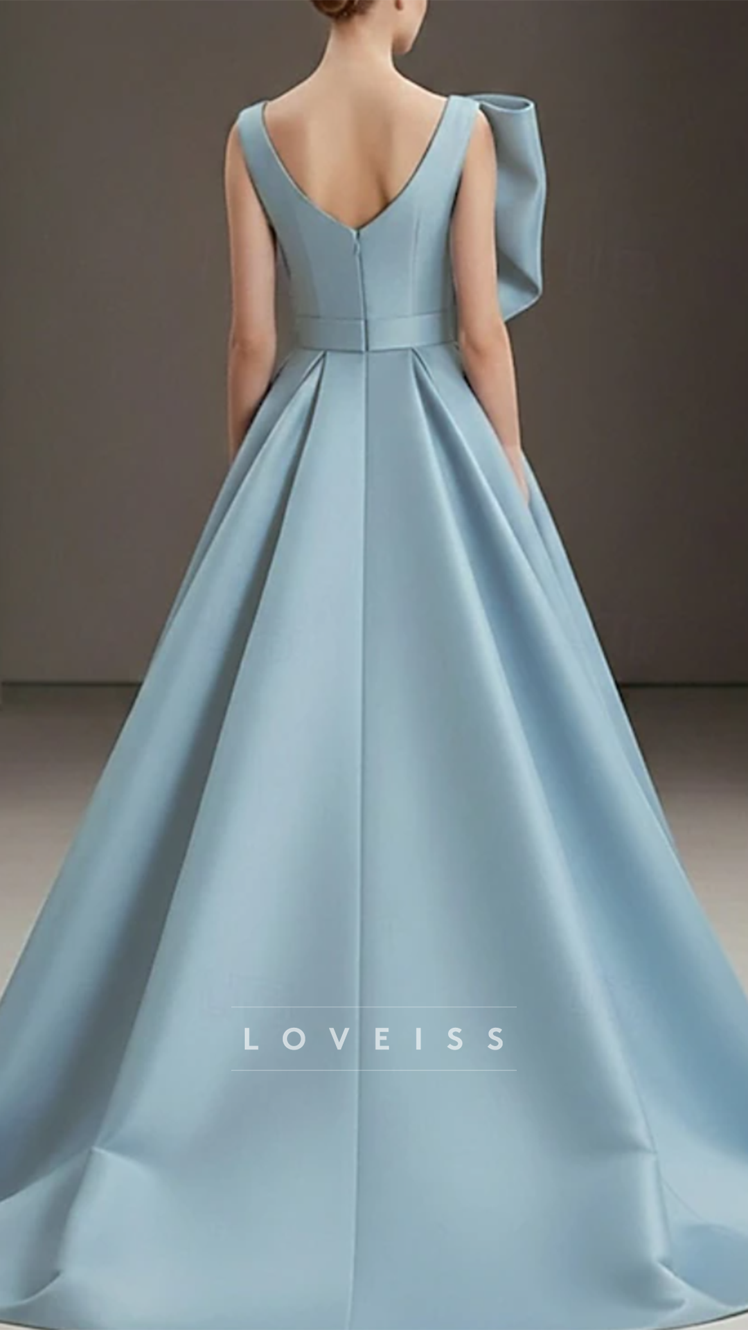 V-Neck Sleeveless Satin A-Line Mother of Bride Dress