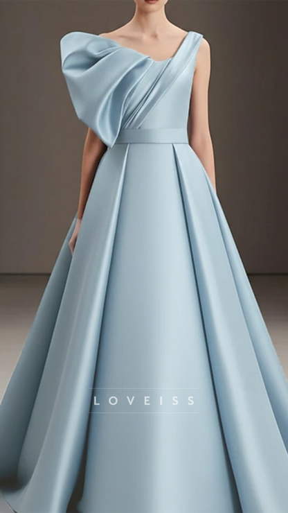 V-Neck Sleeveless Satin A-Line Mother of Bride Dress
