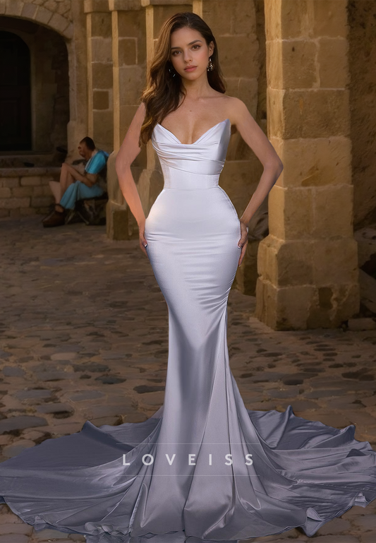 V-Neck Sleeveless Sleek Mermaid Bodycon Wedding Dress