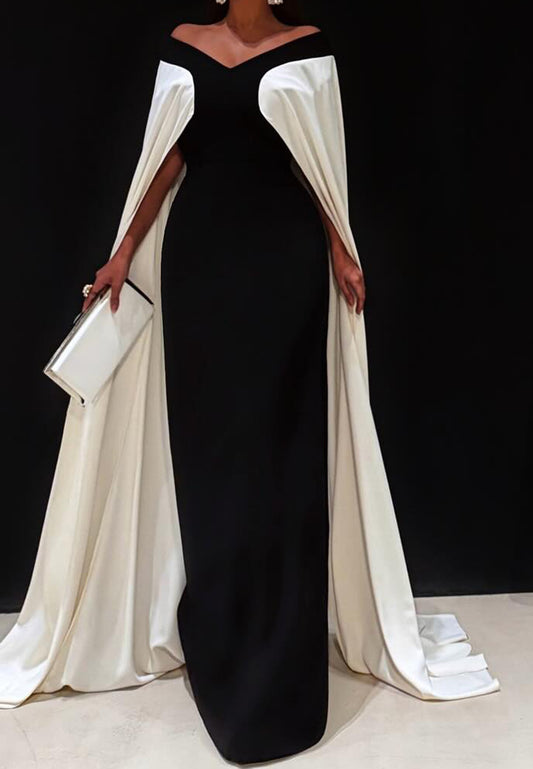 V-Neck Sleeveless Sleek Mermaid Simple Evening Dress