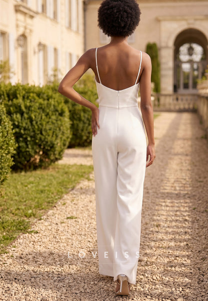 V-Neck Spaghetti Straps Bows Jumpsuits