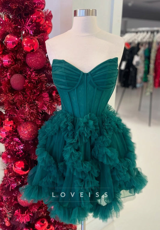 V-Neck Strapless Ball Gown Party Homecoming Dress