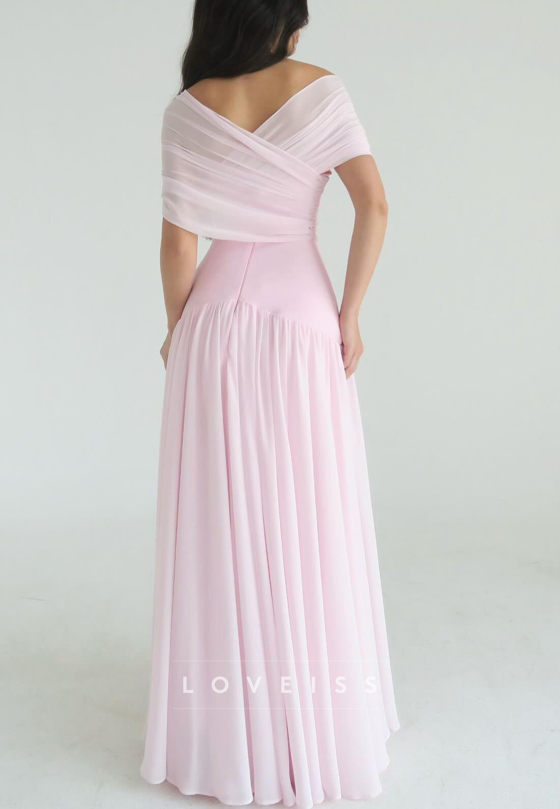V-Neck Strapless Pleated A-Line Formal Dress