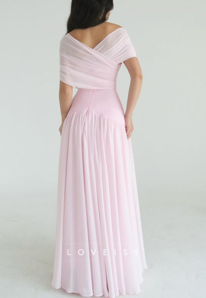 V-Neck Strapless Pleated A-Line Formal Dress
