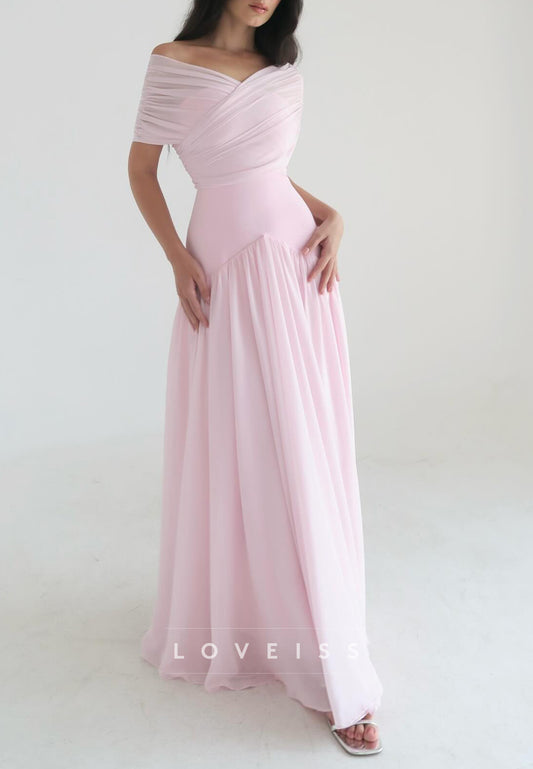 V-Neck Strapless Pleated A-Line Formal Dress