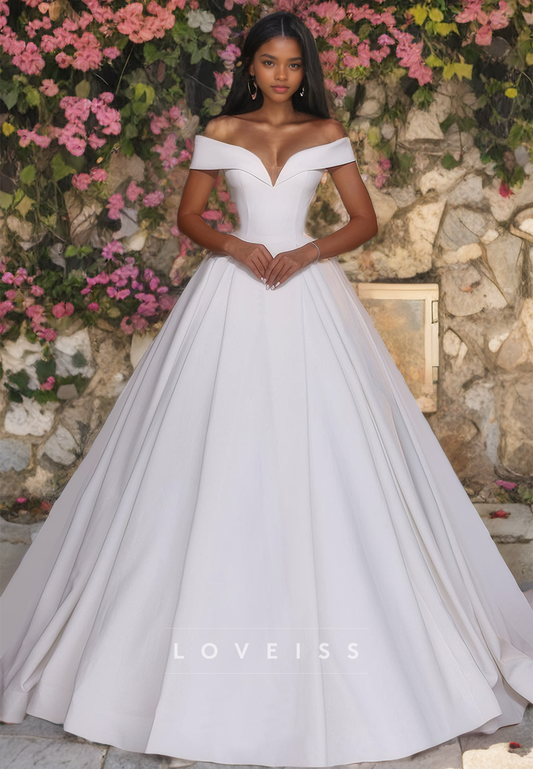 V-Neck Strapless Pleated A-Line Wedding Dress