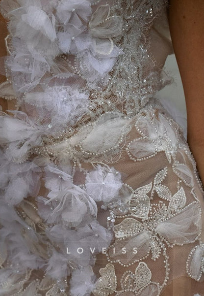 V-Neck Straps Appliques Floral Embellished Sheath Short Wedding Dress