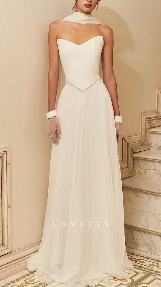 V-Neck Two Piece Simple A-Line Wedding Dress