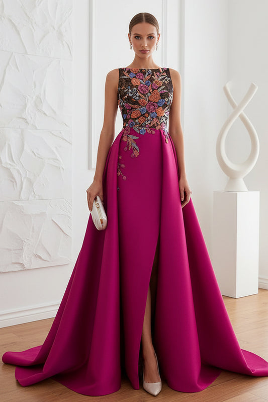 Floral Embroidered Bodice Mermaid Mother of Bride Dress