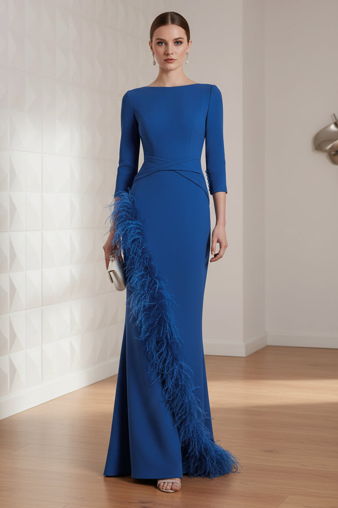 Mermaid Dress with Feathers Mother of Bride Dress