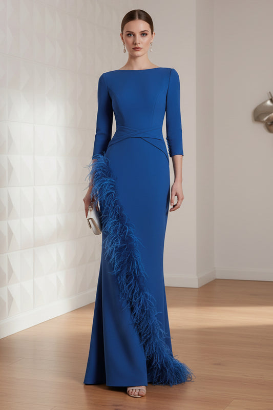 Mermaid Dress with Feathers Mother of Bride Dress