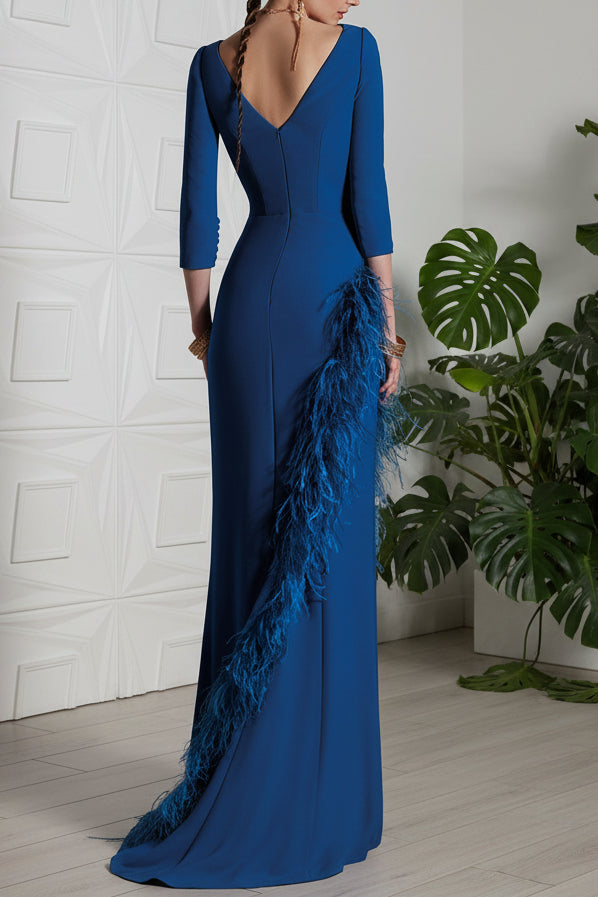 Mermaid Dress with Feathers Mother of Bride Dress