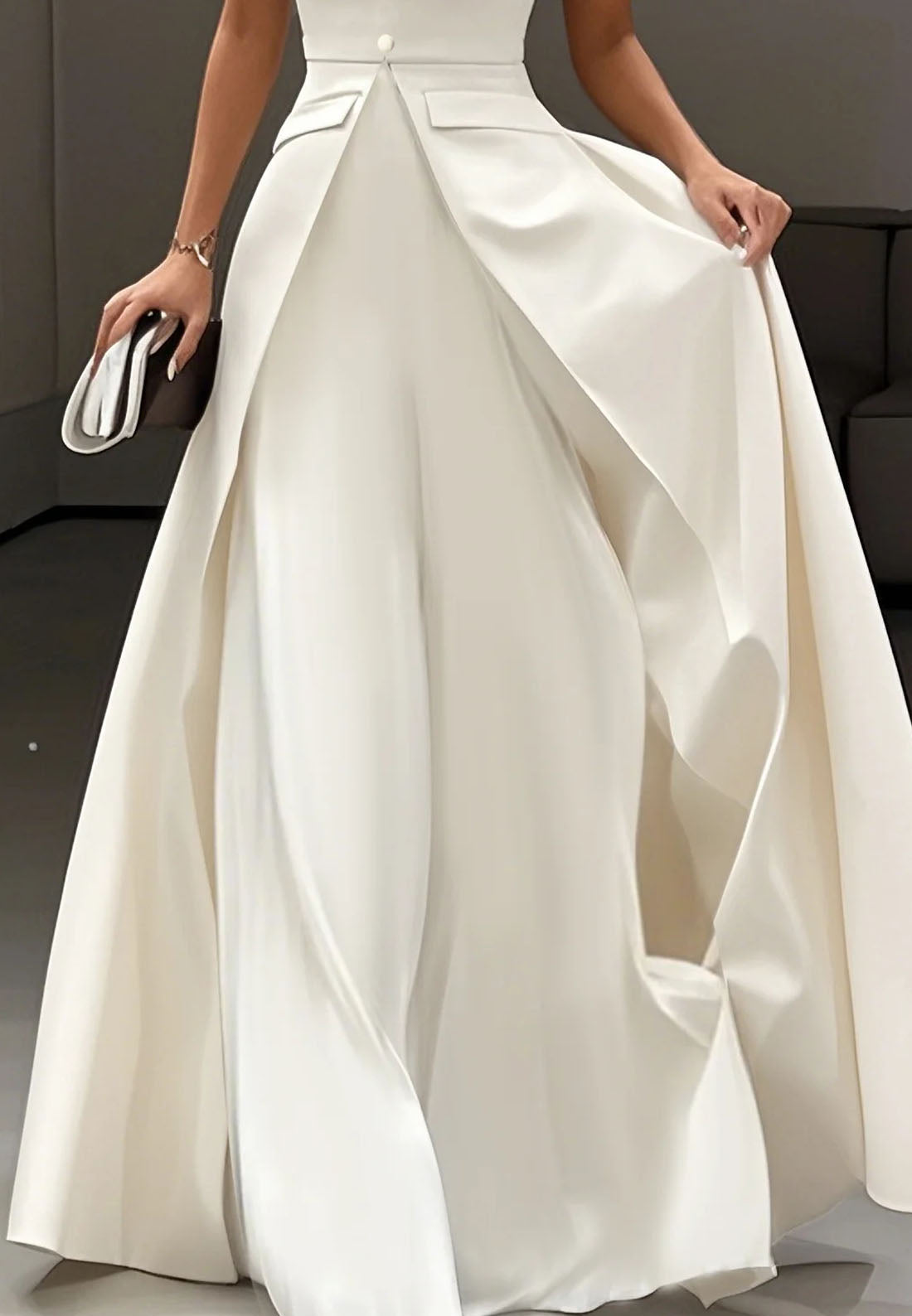 White Buckle Strapless Sleeveless Two-Piece Set – Loveiss White Buckle Strapless Sleeveless Two-Piece Set – Loveiss