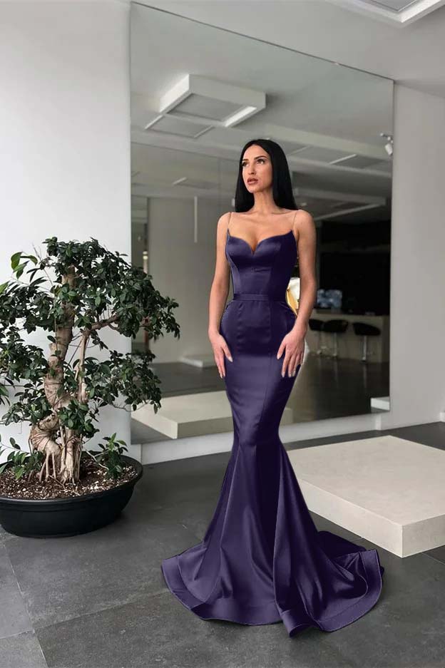 Lussooy Satin Stunning Black Sleeveless Strapless Pleated Prom Dress with Long Split