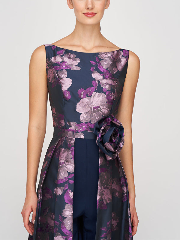 Crew Neck Sleeveless Printed Jumpsuit