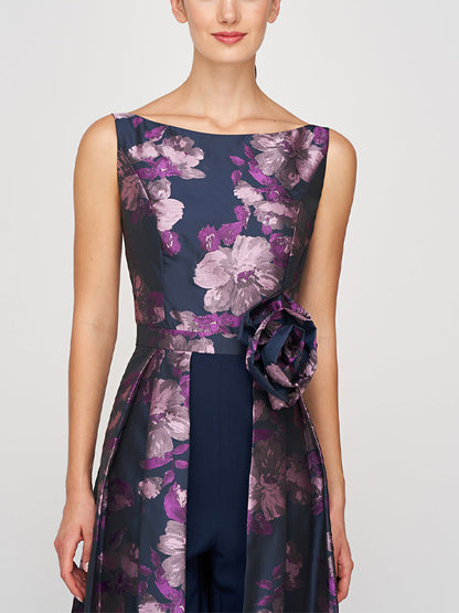 Crew Neck Sleeveless Printed Jumpsuit