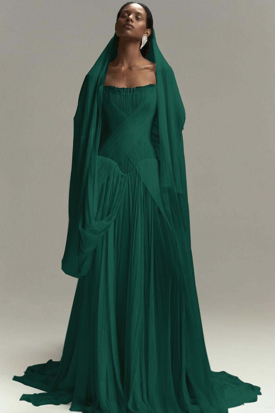 Lussooy Purple Simple Split Mermaid Strapless Prom Dress