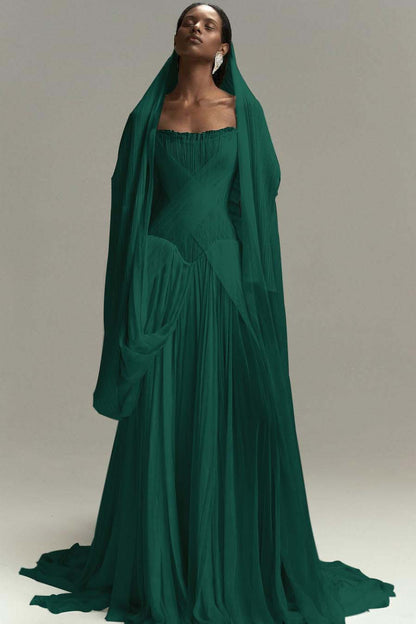 Lussooy Purple Simple Split Mermaid Strapless Prom Dress