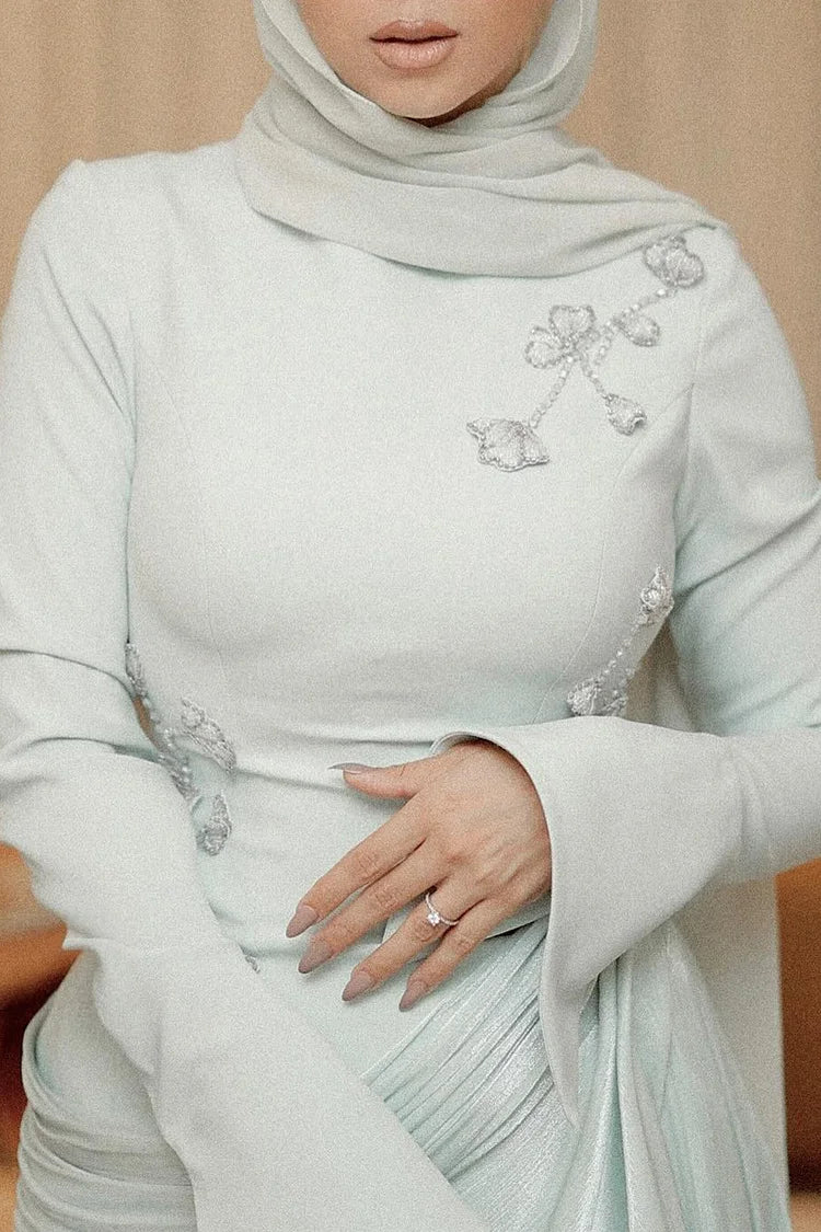 Hand-Sewn Diamond Decor Patchwork Draped Party Maxi Dresses