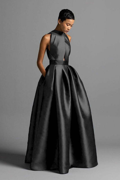 Lussooy Strapless Beaded Red Pleated Long Prom Dress