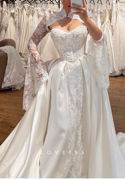 Lace Cut-Out Ball Gown Wedding Dress