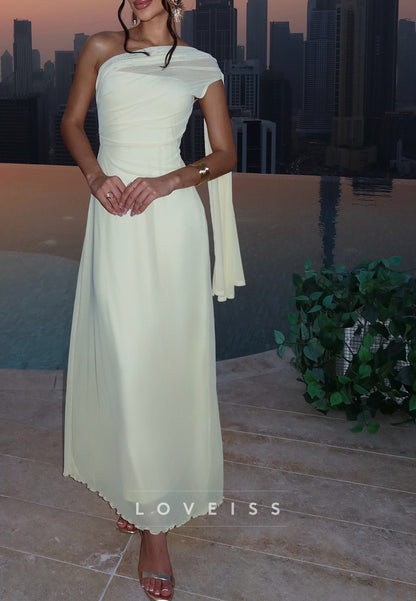 One-Shoulder Maxi Dress with Shoulder Drape