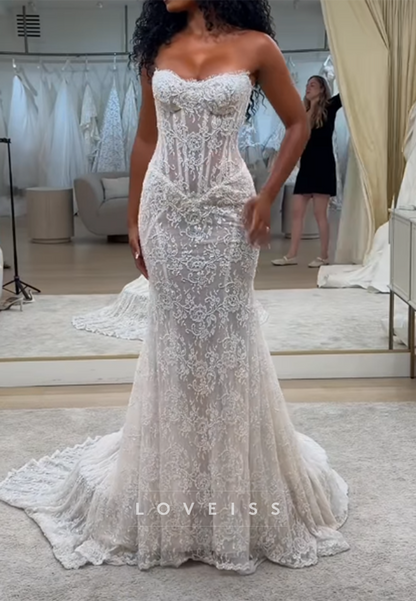 Strapless Lace Corset Mermaid Wedding Dress