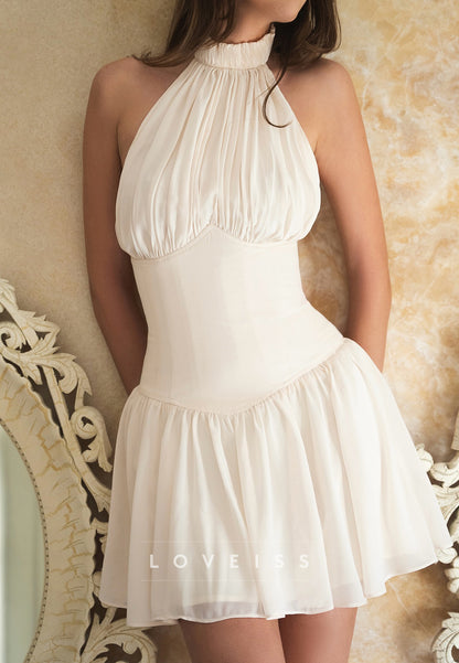 Halter Pleated Corset Mini Dress