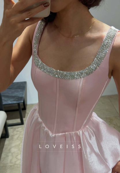 Corset Evening Gown with Beaded Neckline
