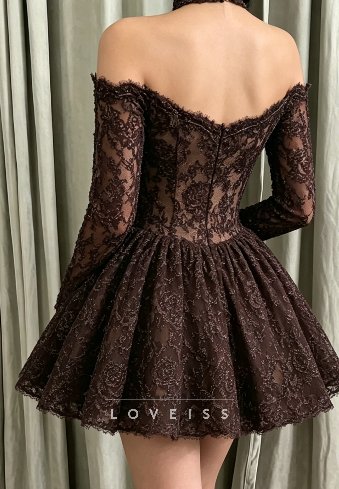 Off-the-Shoulder Lace Corset Mini Dress