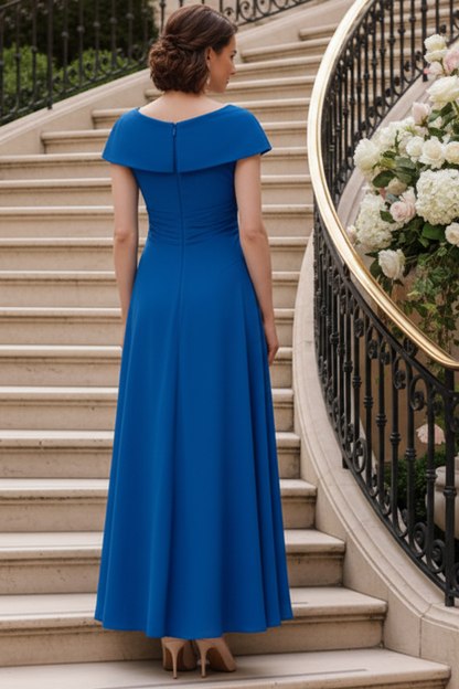 Embellished Portrait Neckline Asymmetrical Maxi Dress