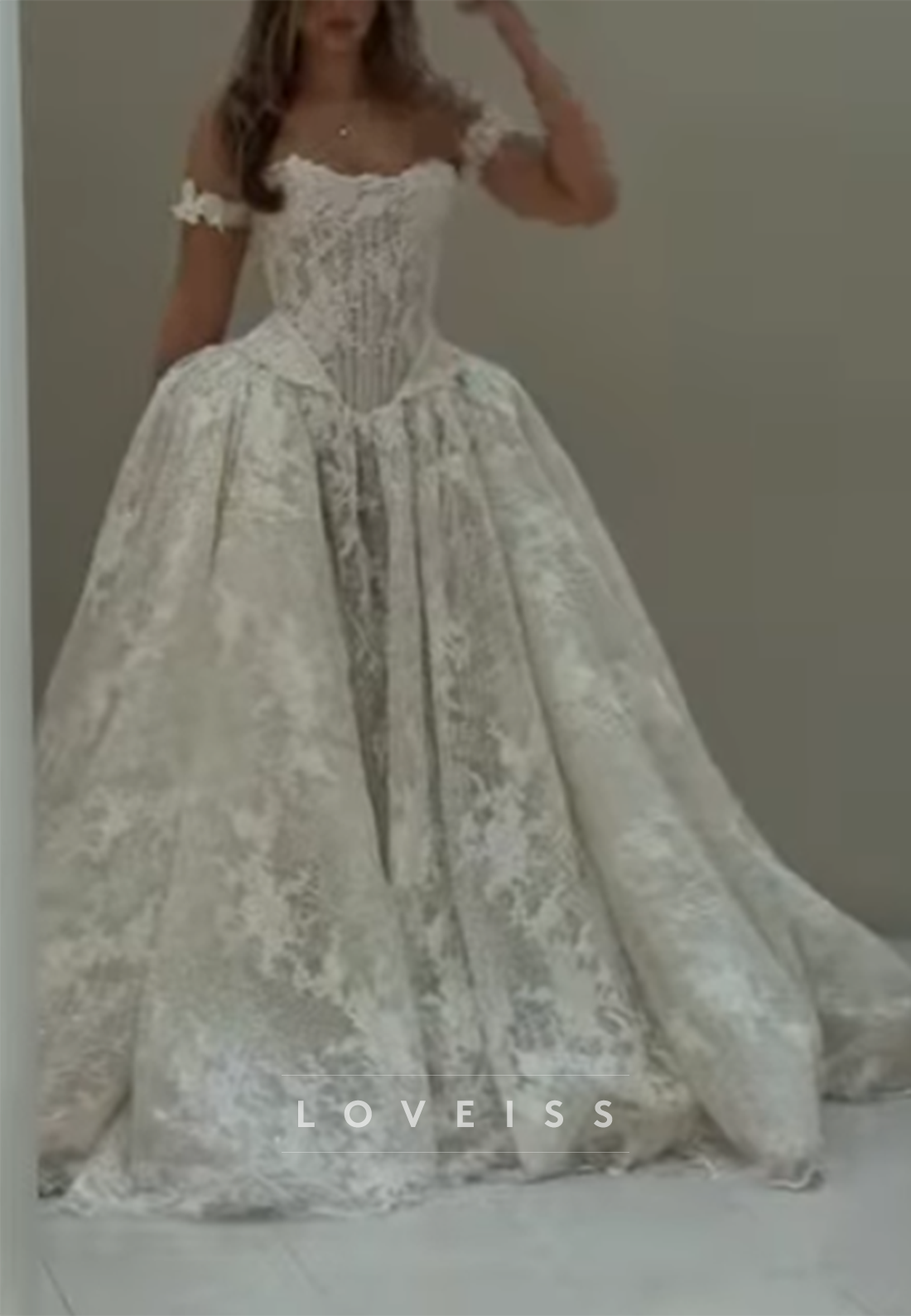 Off-the-Shoulder Lace Corset Ball Gown