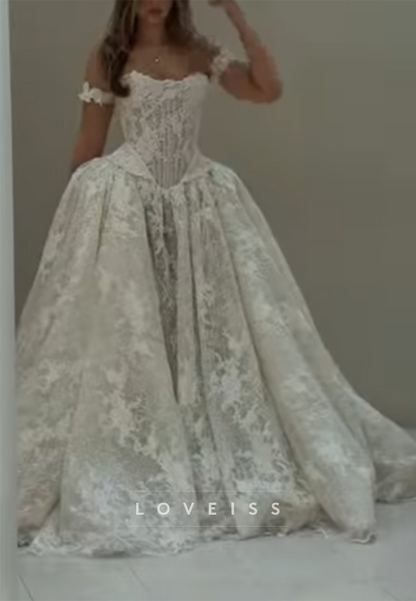 Off-the-Shoulder Lace Corset Ball Gown