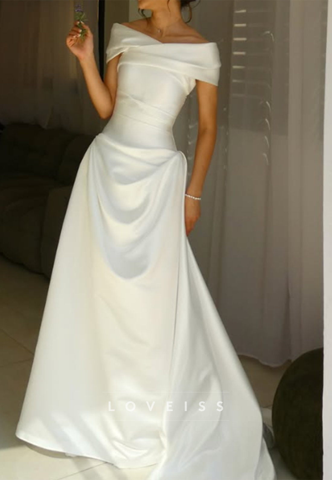 Off-the-Shoulder Draped Corset Gown