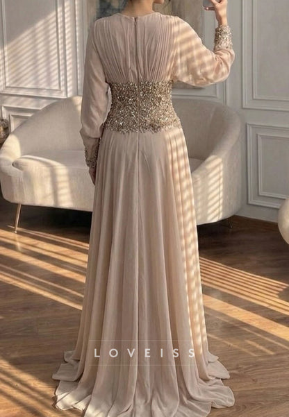 Beaded Waistband Evening Gown with Overskirt