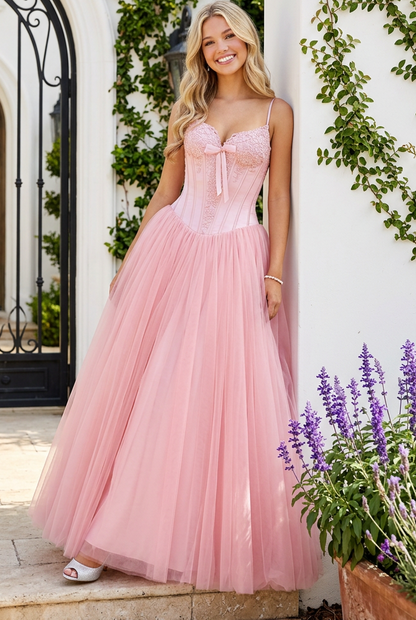 Corset Tulle Ball Gown with Lace Bustier