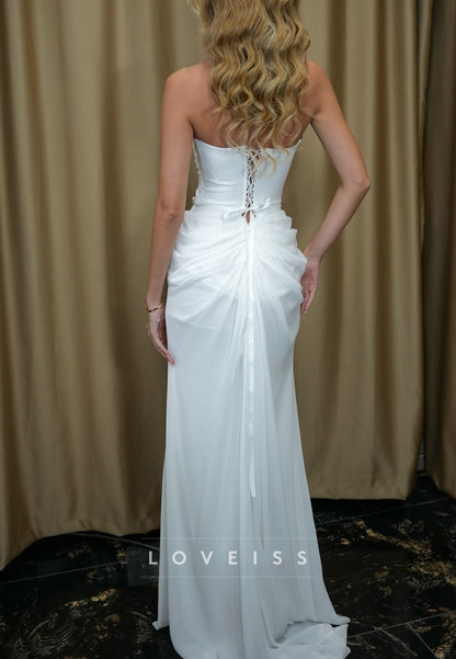 Strapless Crystal Beaded Sheath Wedding Gown