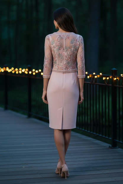 Floral Embroidered Jacket & Sheath Dress Set