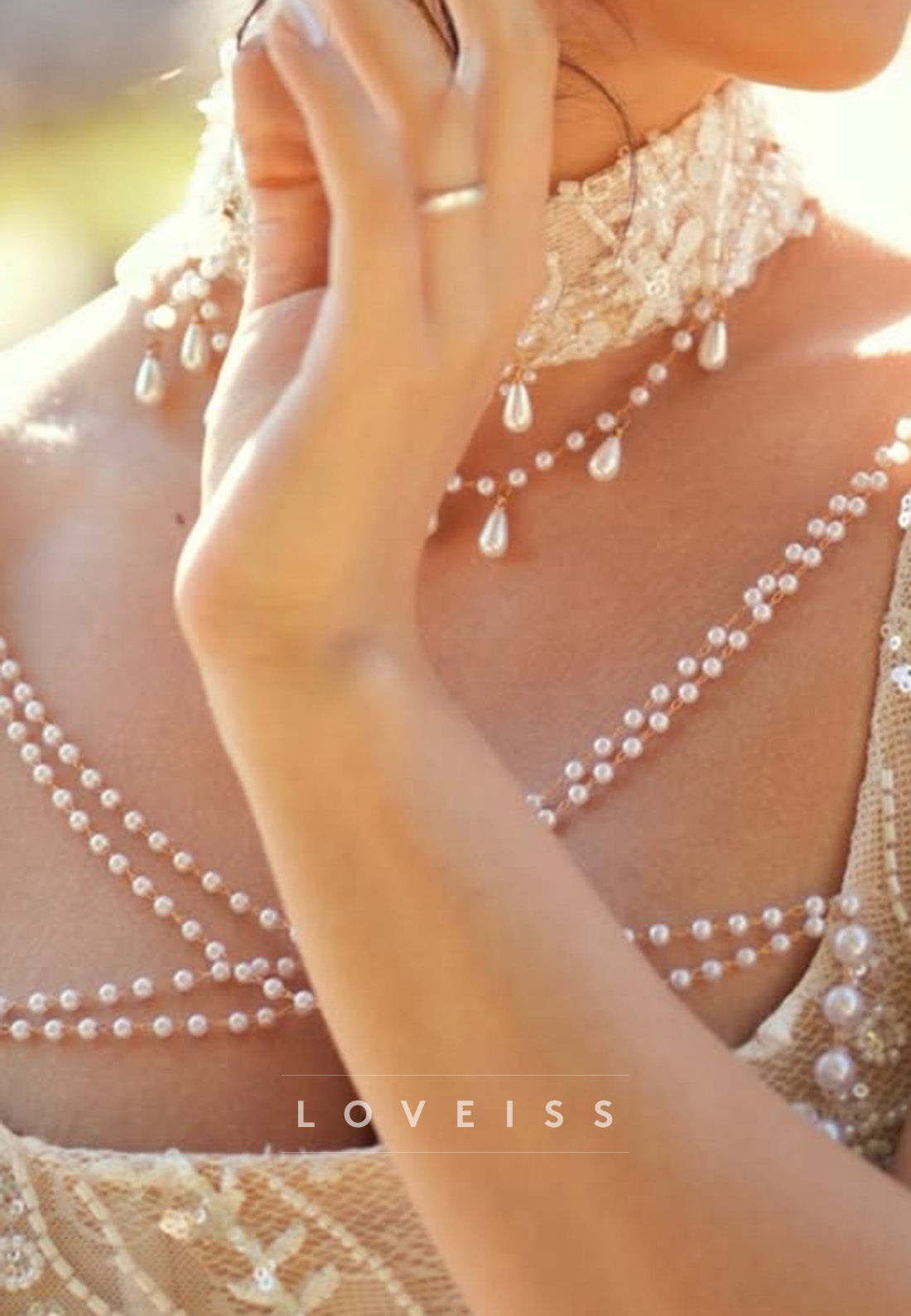 Beaded Mini Dress with Pearl Accents