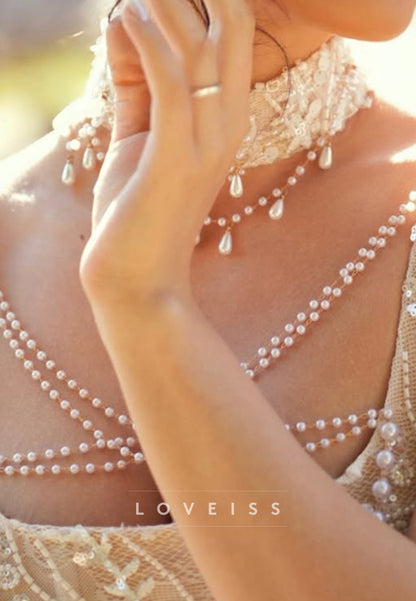Beaded Mini Dress with Pearl Accents