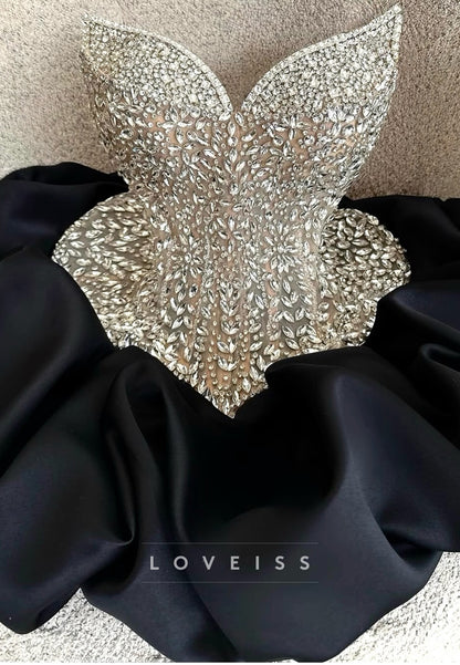Crystal Embellished Corset Satin Ball Gown