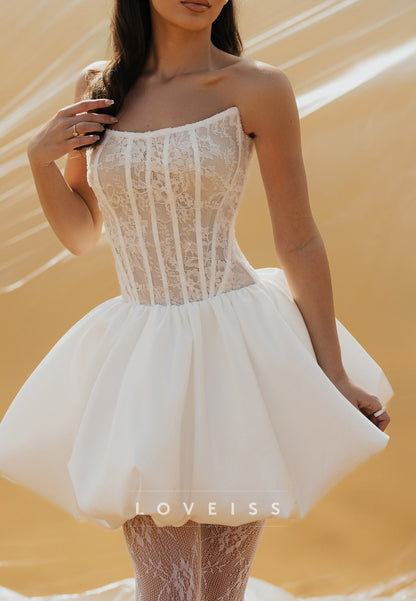 Strapless Lace Corset Bubble Mini Dress