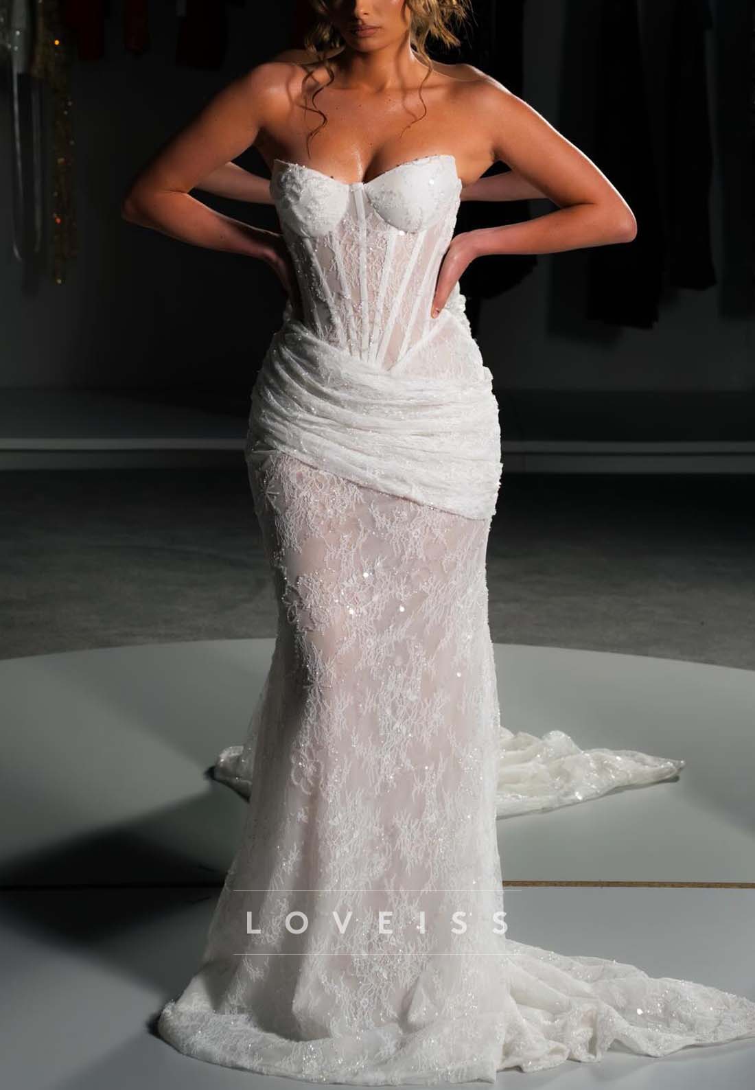 Strapless Corset Lace Mermaid Wedding Dress