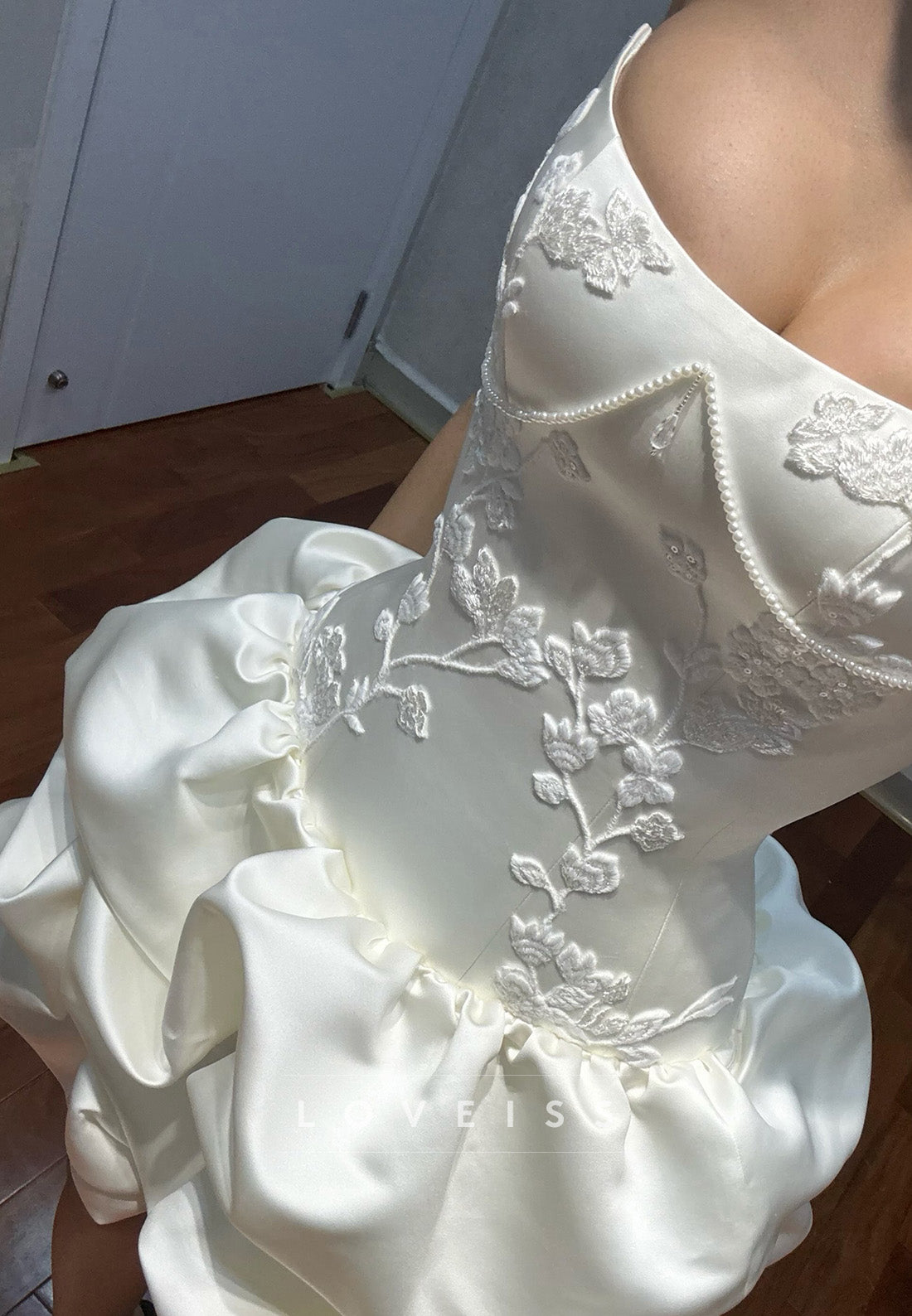 Embroidered Corset Mini Dress with Bubble Skirt