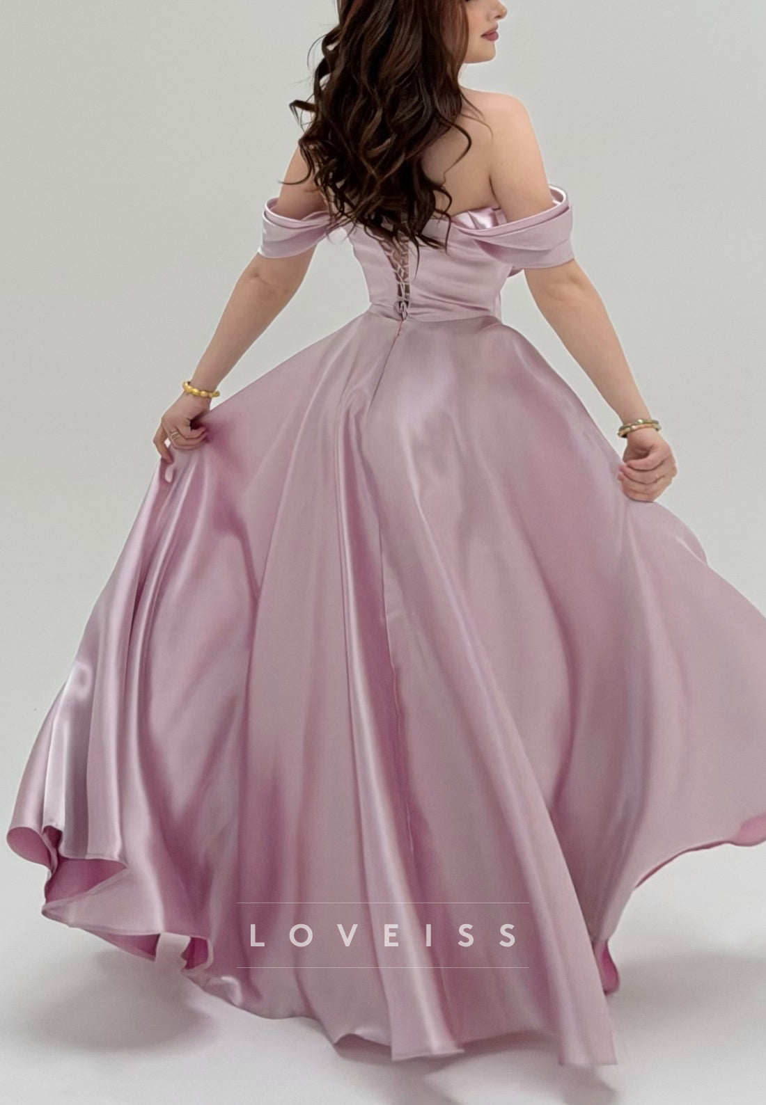 Off-the-Shoulder Corset Satin A-Line Evening Gown