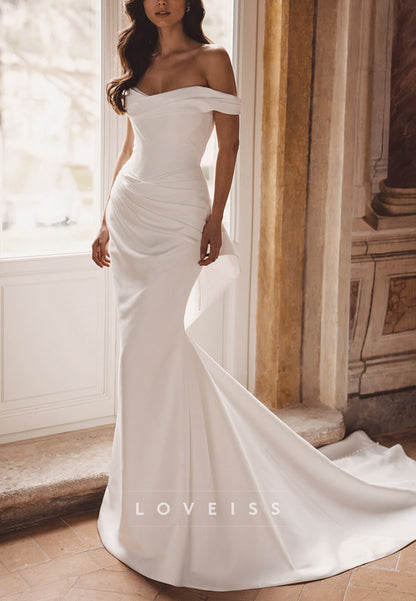 Off-the-Shoulder Ruched Mermaid Wedding Dress