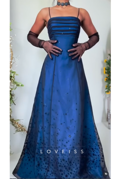 A-Line Gown with Star Mesh Overlay