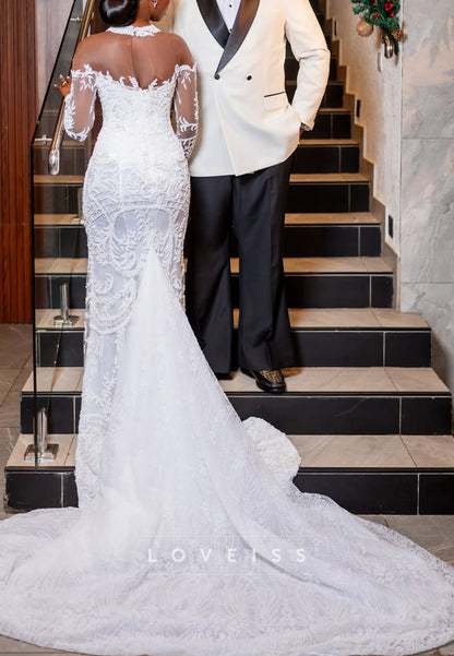 Off-Shoulder Lace Mermaid Wedding Dress