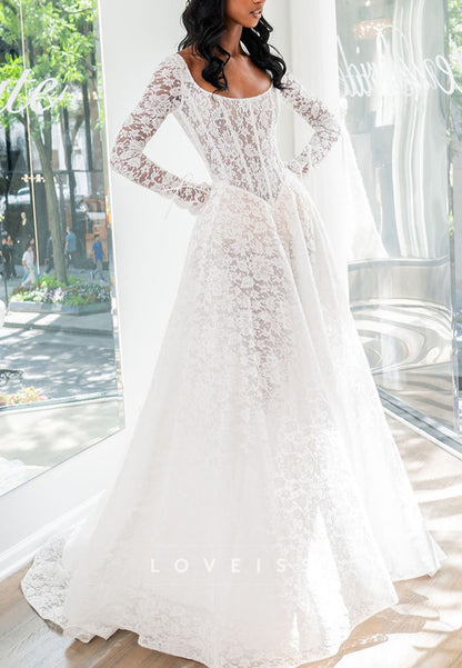 Long Sleeve Lace A-Line Wedding Dress